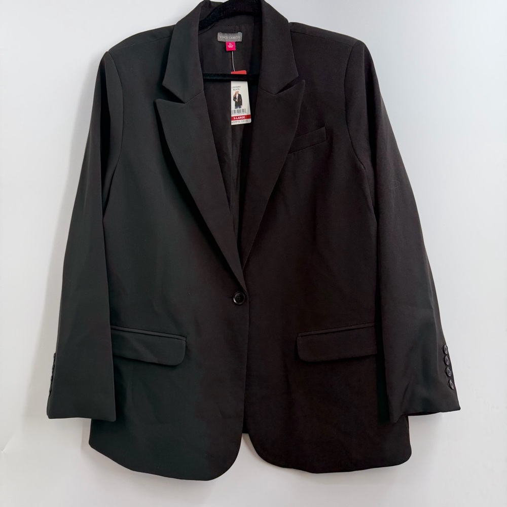 Vince Camuto Blazer Womens XL Black One Button Tailored Stretch NWT $139